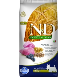 FARMINA N&D ANCESTRAL GRAIN DOG LAMB, SPELT, OATS AND BLUEBERRY ADULT MINI 7KG